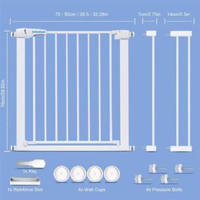img 2 attached to 🚪 Роскошный очень высокий и широкий детский забор с автоматическим закрытием, прочной и удобной конструкцией с возможностью прохода для дома, лестниц, дверных проемов и коридоров - подходит для проемов от 29.5" до 40.5".