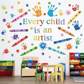 img 4 attached to 🎨 Vibrant Watercolor Crayon Paint Splatter Wall Decals by Every Child is an Artist: Colorful Peel and Stick for Classroom, School, Nursery, Playroom & Daycare Decor