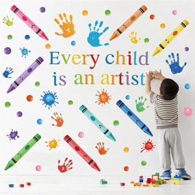 img 1 attached to 🎨 Vibrant Watercolor Crayon Paint Splatter Wall Decals by Every Child is an Artist: Colorful Peel and Stick for Classroom, School, Nursery, Playroom & Daycare Decor