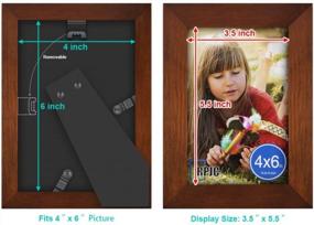 img 1 attached to Коричневая фоторамка из массива дерева со стеклом высокой четкости для настольного дисплея и настенного монтажа - RPJC 4X6
