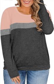 img 3 attached to Plus-Size Sweatshirts For Women: ROSRISS Color Block Long Sleeve Pockets Pullover