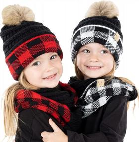 img 1 attached to Funky Junque Kids Infinity Scarf & Hat Bundle - Stylish Matching Accessory Set For Girls & Boys