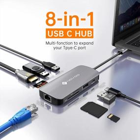img 3 attached to Док-станция NOVOO 8-в-1 USB C с HDMI 4K при 60 Гц, 3 * USB 3.0, Ethernet 100 Вт PD Charing, SD и TF Card Reader Type C Hub Многопортовый адаптер, совместимый с MacBook Pro Dell HP Lenovo