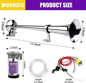 img 3 attached to 🚗 WUEHDC 12V 150DB Single Trumpet Horns Kit for Car Train Truck Boat with Compressor - Oversized Chrome Zinc Motorcycle Air Horns (Silver)