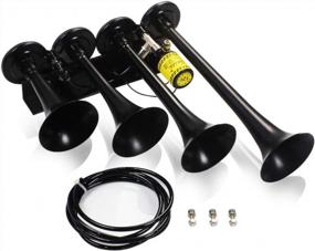 img 3 attached to GAMPRO 150DB 4 Trumpet Train Horn Kit For Trucks, Super Loud Air Compressor Horns For 12V Vehicles Cars Trains Boats Vans B08CDQ774C