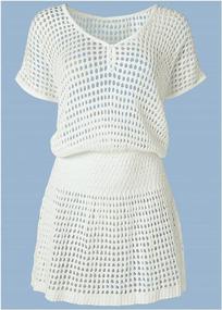 img 1 attached to Stylish Bsubseach Women'S Swimwear Tunic - Crochet Hollow Out Design, Short Sleeves - Perfect For The Beach!