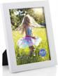 solid wood picture frame with high definition glass - 6x8 inch white photo frame for table top or wall mounting display logo