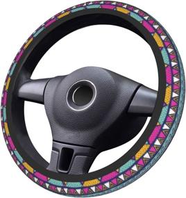 img 3 attached to Giwawa Bohemian Steering Wheel Cover Cute Car Boho Steering Wheel Cover Universal Fit Most Cars Automotive Ethnic Style 15 Inch Steering Wheel Covers With Women