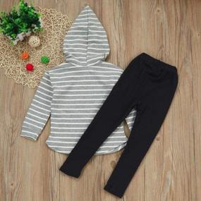 img 1 attached to Полосатые штаны с капюшоном и длинными рукавами, комплект одежды для маленьких девочек, идеально подходит для осени и зимы, возраст 2-6 лет