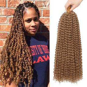 img 4 attached to 18 Inch Blonde Water Wave Passion Twist Crochet Hair For Women - 22 Strands/Pack Long Bohemian Synthetic Curly Braiding Extensions (7Pcs, #27)