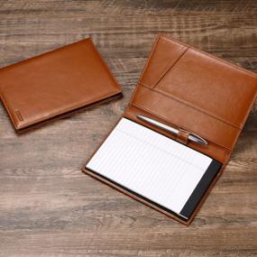 img 3 attached to Professional Business Padfolio For Men And Women - Italian Calfskin Leather With Pen Loop And Notebook Folder (Antiqued Brown)