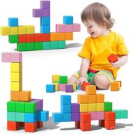 large magnetic building blocks, 56-piece 3d magnetic cubes kit for kids, sensory montessori toys, preschool educational construction set – blocks for boys, girls, and toddlers logo