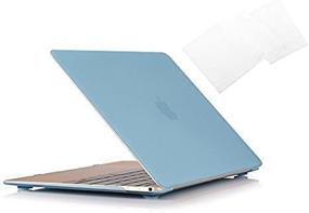 img 3 attached to Rubberized Hard Case And Keyboard Cover For MacBook 12" With Retina Display A1534 (Newest Versions 2017 & 2016) - Grey Blue Shell Cover By Ruban Retina