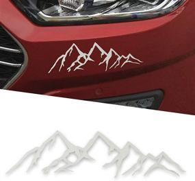 img 4 attached to 🏔️ SNGARO Vinyl Snow Mountain Tree Sticker, Trunk Logo Sticker, Car Exterior Accessories, Universal for Car, Window and Laptop (2pcs) - White