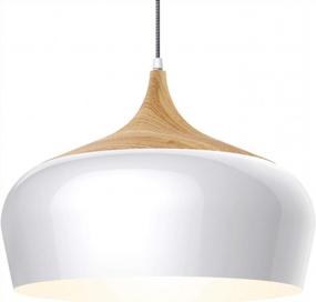 img 4 attached to Modern Wood Pattern Ceiling Lights With LED Bulb Ideal For Dining, Kitchen, Living & Study Rooms - PL1001