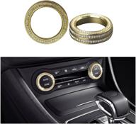 🔮 mercedes benz bling air conditioner knobs caps - 1797 compatible accessories parts for w204, w246, c117, x156, c, w166, cla, gla - crystal gold decals stickers for interior decorations - amg women men - 2 pack logo