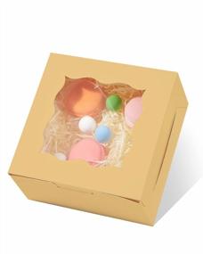 img 4 attached to Thick & Sturdy 6X6X3 Inch Cookie Boxes With Window - Set Of 35 Camel Bakery Boxes For Macarons And Pastries