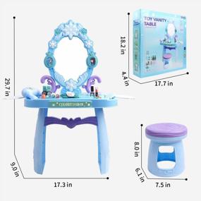 img 2 attached to Meland Kids Vanity Set - Table With Mirror, Sound, And Light For Little Girls - Toy Vanity With Beauty Accessories Ideal For Princess Birthday Or Christmas