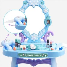 img 3 attached to Meland Kids Vanity Set - Table With Mirror, Sound, And Light For Little Girls - Toy Vanity With Beauty Accessories Ideal For Princess Birthday Or Christmas