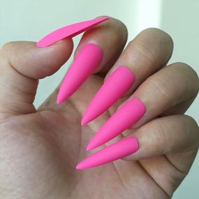 img 1 attached to 100Pc Colored Long Stiletto Press-On Nails: Full Cover Pointy Fake Nails For Women And Girls - Artificial Fingernail Manicure Decor In 10 Sizes By LoveOurHome