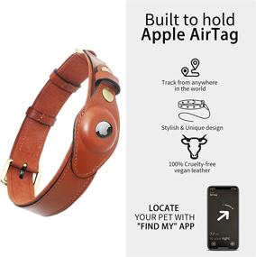 img 3 attached to SUOHU Genuine Leather AirTag Dog Collar Holder - Apple AirTag Dog Collar for Medium and Large Dogs - Waterproof and Adjustable with GPS Tracking - Brown