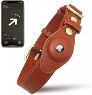 suohu genuine leather airtag dog collar holder - apple airtag dog collar for medium and large dogs - waterproof and adjustable with gps tracking - brown логотип