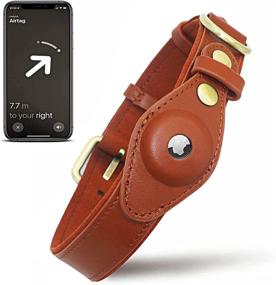 img 4 attached to SUOHU Genuine Leather AirTag Dog Collar Holder - Apple AirTag Dog Collar for Medium and Large Dogs - Waterproof and Adjustable with GPS Tracking - Brown
