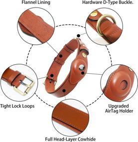 img 1 attached to SUOHU Genuine Leather AirTag Dog Collar Holder - Apple AirTag Dog Collar for Medium and Large Dogs - Waterproof and Adjustable with GPS Tracking - Brown