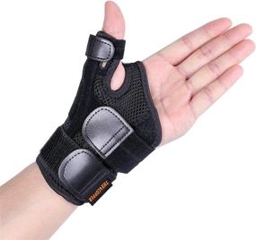 img 4 attached to Soft Trigger Thumb Splint Brace For Arthritis Pain Relief - Left/Right Hand Stabilizer To Treat Sprains, Tendonitis, Carpal Tunnel And Strains.