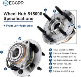 img 2 attached to 🔧 Front Wheel Hub Bearing Assembly for Chevy Avalanche, Silverado, Suburban, Tahoe, Cadillac Escalade, GMC Yukon Sierra 1500 4X4 4WD 6 Lug Left/Right w/ABS - ECCPP 515096