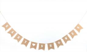img 4 attached to Natural Burlap Swallowtail Baby Shower Banner With Jute Cord - Party Decoration By Junxia