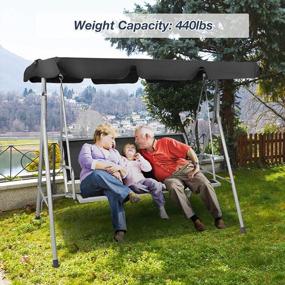 img 1 attached to Relax In Style With Vilobos 3-Seater Outdoor Swing Chair - Adjustable Canopy And Durable Metal Stand For Ultimate Comfort