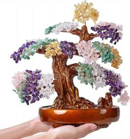 img 4 attached to Natural Tree Of Life Gemstones - Chakra Crystal Bonsai Feng Shui Money Tree With Healing Properties And Luck - 1,251 Gemstones - 14 Inches