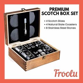 img 3 attached to Froolu Custom Engraved Whiskey Glasses Gift Set With Slate Coasters, Chilling Stones, And Wooden Box - Ideal Personalized Home Bar Gift For Him, Husband, Dad