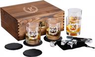 froolu custom engraved whiskey glasses gift set with slate coasters, chilling stones, and wooden box - ideal personalized home bar gift for him, husband, dad logo