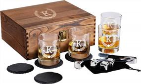 img 4 attached to Froolu Custom Engraved Whiskey Glasses Gift Set With Slate Coasters, Chilling Stones, And Wooden Box - Ideal Personalized Home Bar Gift For Him, Husband, Dad