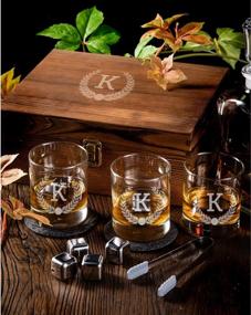 img 1 attached to Froolu Custom Engraved Whiskey Glasses Gift Set With Slate Coasters, Chilling Stones, And Wooden Box - Ideal Personalized Home Bar Gift For Him, Husband, Dad