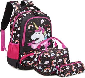 img 4 attached to 🦄 Cute Unicorn School Backpack Set for Teen Girls - Includes Lunch Tote Bag and Pencil Case - Kids Bookbag