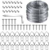 premium picture hanging kit - listenman d ring picture hangers with screws, 100ft picture hanging wire, aluminum sleeves, supports up to 30 lb - includes screwdriver logo