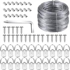 img 4 attached to Premium Picture Hanging Kit - Listenman D Ring Picture Hangers with Screws, 100ft Picture Hanging Wire, Aluminum Sleeves, Supports up to 30 lb - Includes Screwdriver