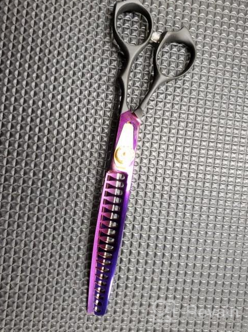 img 1 attached to Japanese Steel Pet Grooming Thinning Shear Hair Cutting Scissor For Dogs And Cats With 35%-45% Thinning Rate - Curved Chunker Shear review by Eddie Curd