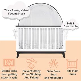 img 2 attached to Grey Canopy Cover for Baby Safety - Pop Up Tent with See Through Soft Mesh, Nursery Net with Viewing Window - Zippered Top for Mosquito Bite and Infant Falling Protection