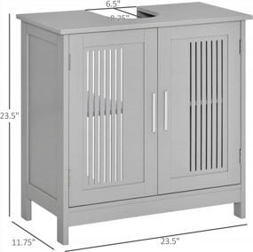 img 2 attached to Kleankin Modern Under Sink Cabinet With 2 Doors, Pedestal Under Sink Bathroom Cupboard With Adjustable Shelves, Grey