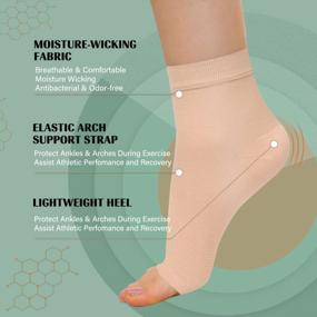 img 1 attached to Relieve Pain And Swelling With 2 Pack Ankle Compression Sleeve | Perfect For Plantar Fasciitis And Sprains | Open Toe | Women And Men | Beige XXL