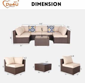 img 1 attached to Do4U 7 Pieces Outdoor Patio PE Rattan Wicker Sofa Sectional Furniture Set Conversation Set Seat Cushions & Glass Coffee Table Patio, Backyard, Pool Steel Frame（Brown）
