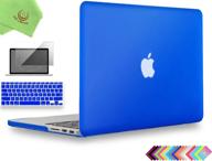 complete macbook protection: ueswill 3-in-1 matte hard case, keyboard cover, and screen protector for macbook pro retina 15-inch a1398, royal blue logo
