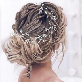 img 1 attached to Silver Pearl Rhinestone Bridal Hair Vine Headpiece For Women And Girls - Wedding Hair Accessories