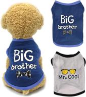 🐶 pet clothes: 2-pack brothers printed vest t-shirt for dogs - breathable and stylish puppy clothing for small, medium, large dogs - black+gray, medium size логотип