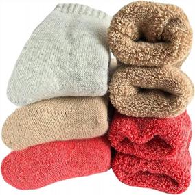 img 4 attached to Get Cozy With Women'S Super Thick Wool Socks - Pack Of 3-5, Soft And Warm Winter Crew Socks In Multicolor