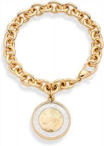 img 3 attached to 💎 Miabella 18K Gold-Plated Italian Genuine 500-Lira Coin Charm Rolo Link Chain Bracelet for Women, Handcrafted in Italy